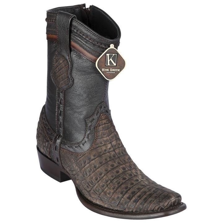 Men's King Exotic Caiman Belly Boots Dubai Toe Handcrafted Sanded Brown (479B8235) - 6