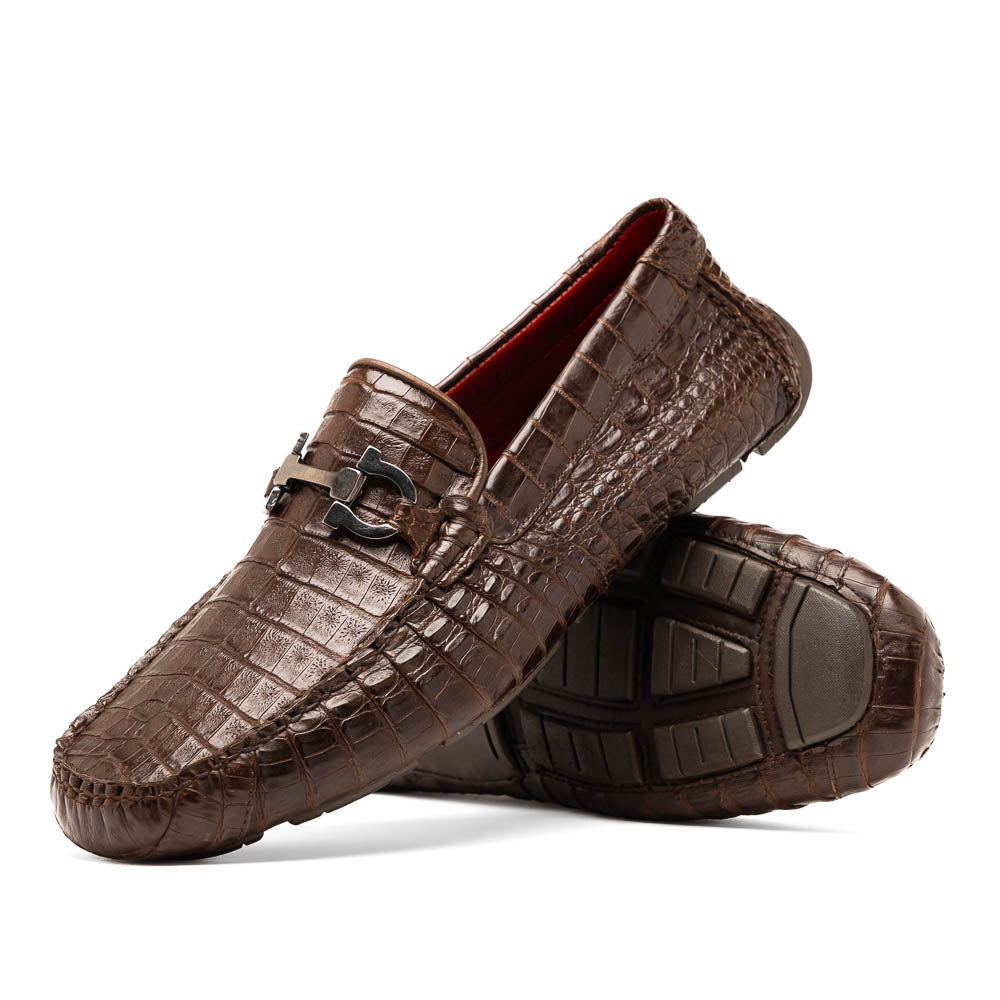 Marco Di Milano Parma Brown Caiman Belly Bit Drivers - 8