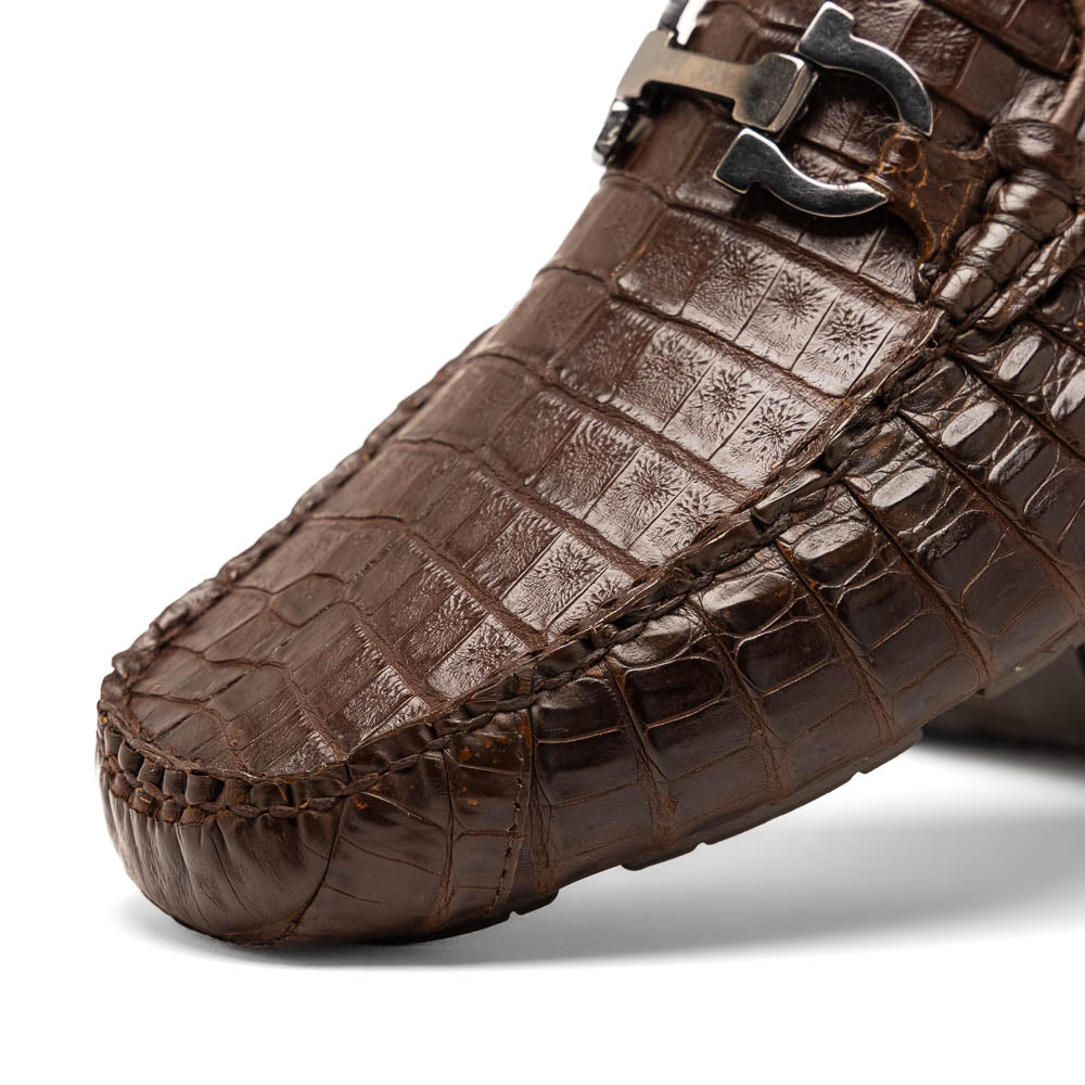Marco Di Milano Parma Brown Caiman Belly Bit Drivers - 8