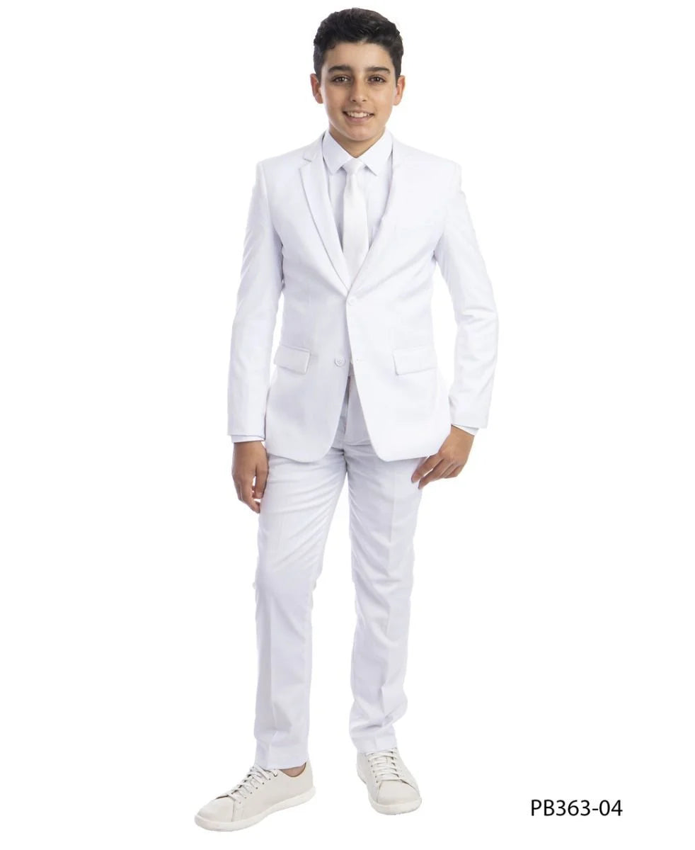 Perry Ellis Boys 5 Piece Suit with Shirt & Tie U Shaped Vest