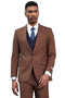 Men's Stacy Adams One Button Peak Lapel Vested Micro Check in Cognac Brown with a Navy Vest