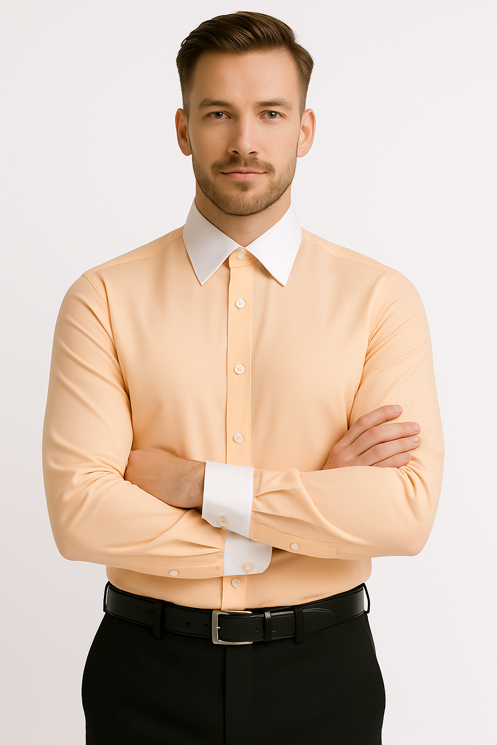 Classic Stylish Fashionable -White Collar Two Toned Contrast white collars Multi-color Men's Dress Shirt