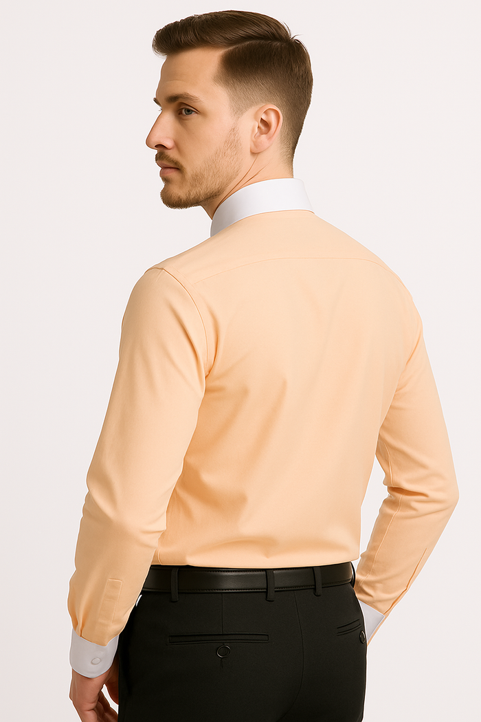 Classic Stylish Fashionable -White Collar Two Toned Contrast white collars Multi-color Men's Dress Shirt