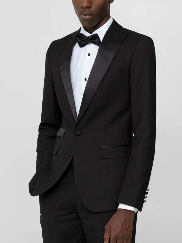 Black Peak Lapel Ticket Pocket Tuxedo - 34 Short or Extra Small