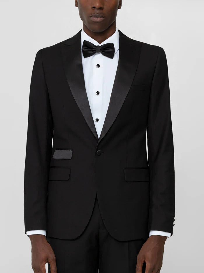 Black Peak Lapel Ticket Pocket Tuxedo - 34 Short or Extra Small