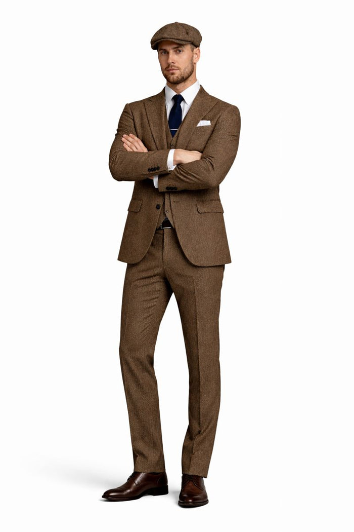 Peaky Blinders Gentlemans Suit Classic Brown Tweed Vintage Look-New Designer Collection