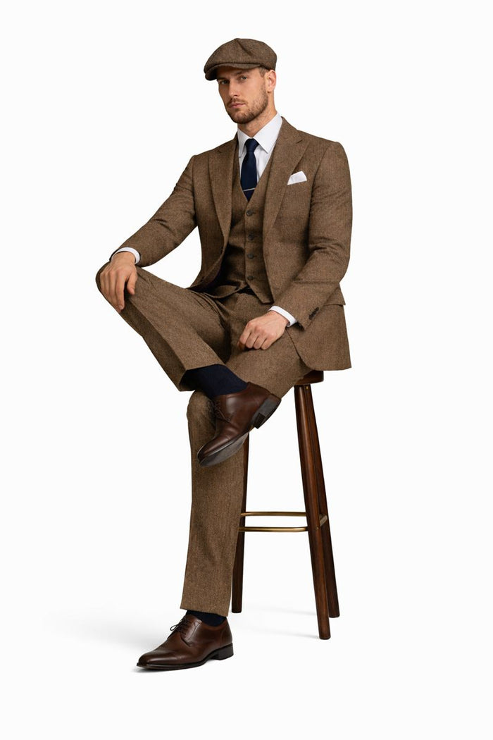 Peaky Blinders Gentlemans Suit Classic Brown Tweed Vintage Look-New Designer Collection