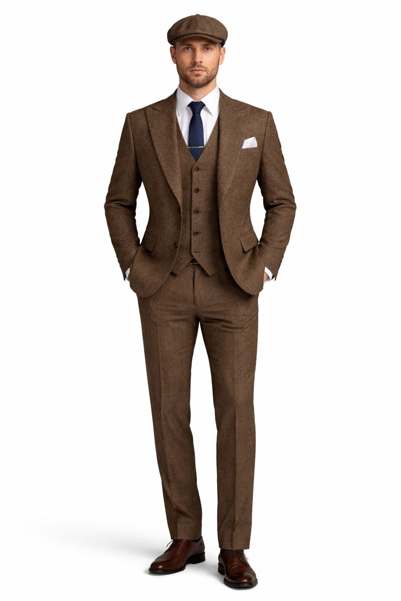Peaky Blinders Gentlemans Suit Classic Brown Tweed Vintage Look-New Designer Collection