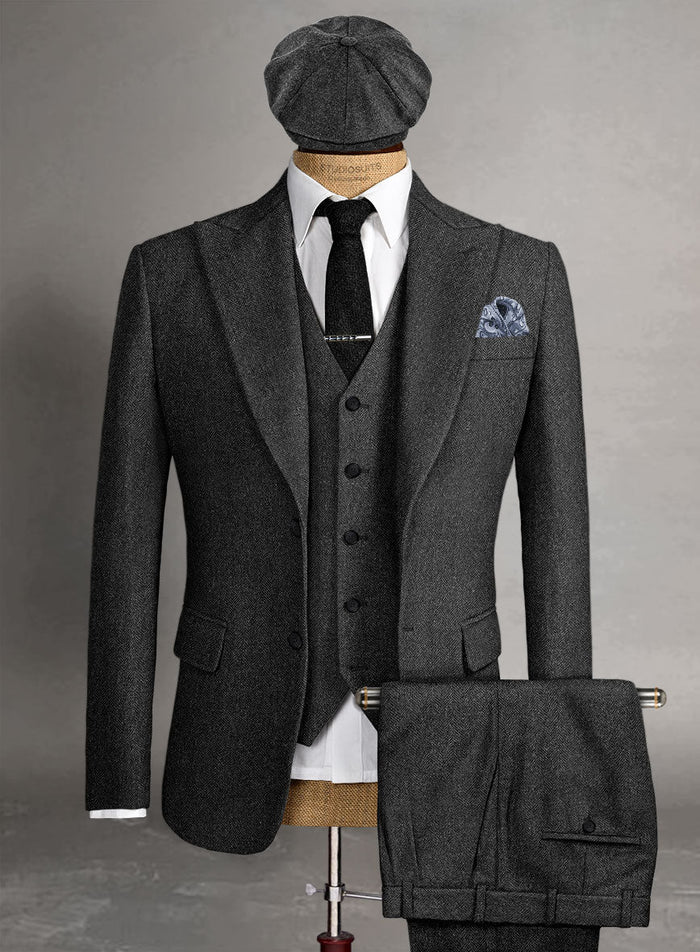 Men’s Charcoal 1920s Gangster 3 Piece Suit, Great Gatsby Formal Outfit for Weddings, Prom, Parties, and Theme Events