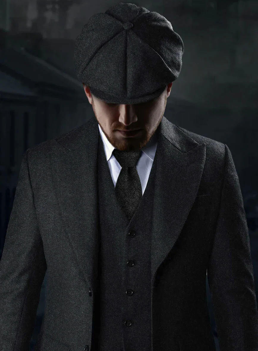 Men’s Charcoal 1920s Gangster 3 Piece Suit, Great Gatsby Formal Outfit for Weddings, Prom, Parties, and Theme Events