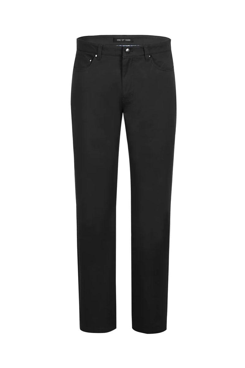 "Elevate Your Prom or Wedding Attire: Pelago's Black Cotton Stretch Chino Dress Pants for Unparalleled Sophistication and Comfort" - Black