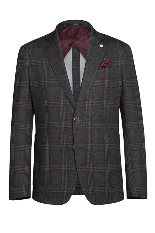 Charcoal Plaid Blazer - Mens Charcoal Windowpane Sportcoat main image 0