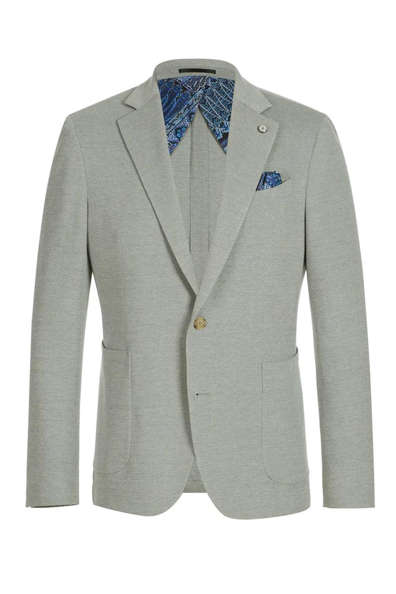 "Pelago Men's Slim-Fit Cotton Blazer - Light Grey" - Light Grey