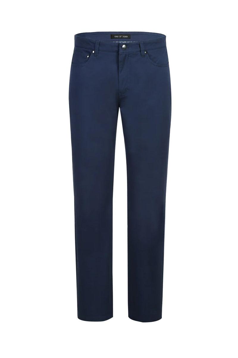 "Pelago Men's Stretch Chino Dress Pants with 5-Pocket Design - Blue" - Blue