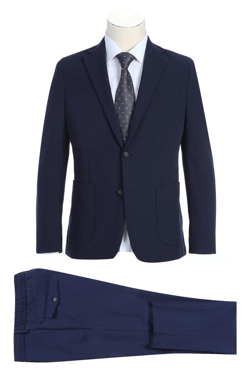"Elevate Your Prom and Wedding Style: Pelago's Navy Unconstructed Travel Suit for a Sophisticated and Polished Look" - Navy