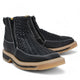 Petatillo Square Toe Double Density Work Boots Black with Double Zipper