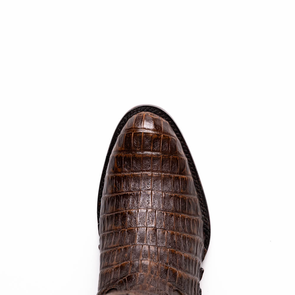 Marco Di Milano Phoenix Aged Brown Caiman Crocodile Round Toe Cowboy Boots - 7