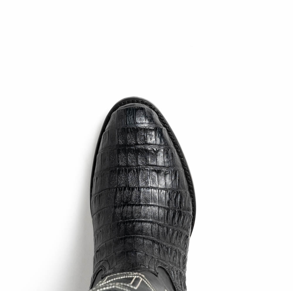 Marco Di Milano Phoenix Black Caiman Crocodile Round Toe Cowboy Boots - 7