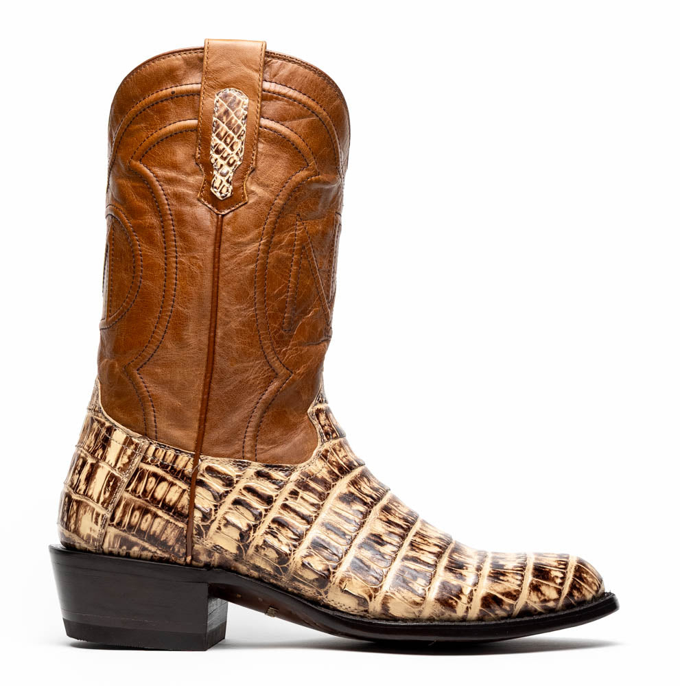 Marco Di Milano Phoenix Stone Orix Caiman Crocodile Round Toe Cowboy Boots - 7