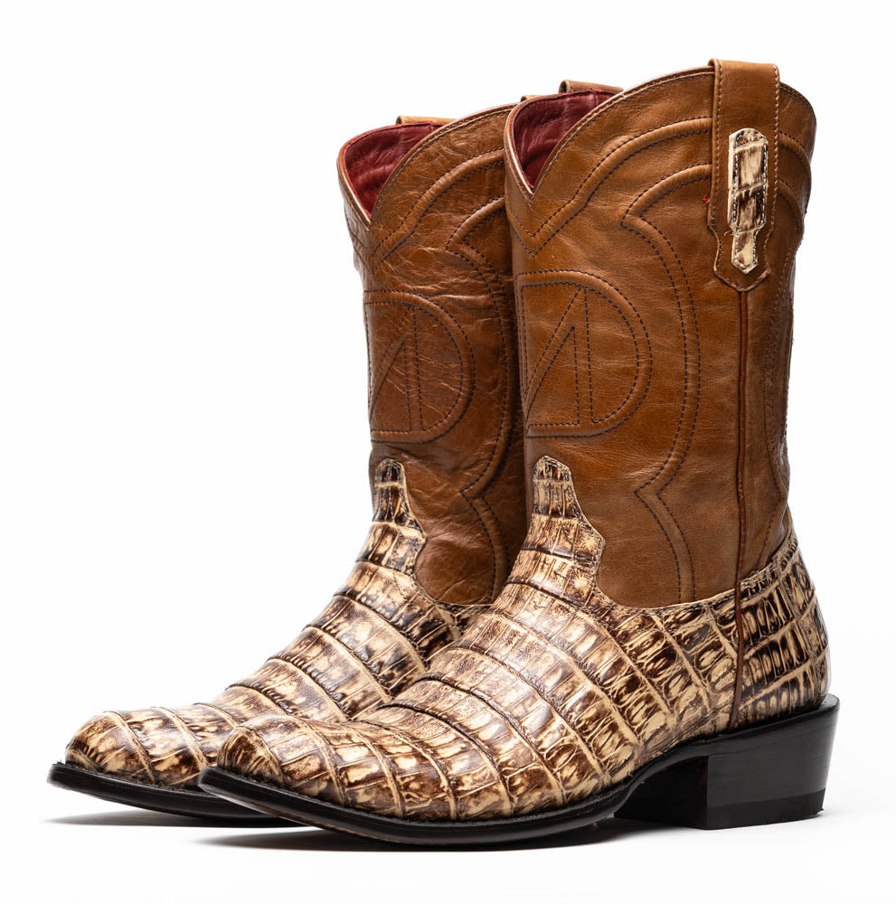 Marco Di Milano Phoenix Stone Orix Caiman Crocodile Round Toe Cowboy Boots - 7
