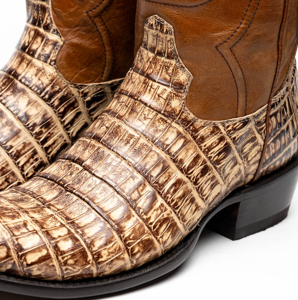Marco Di Milano Phoenix Stone Orix Caiman Crocodile Round Toe Cowboy Boots - 7