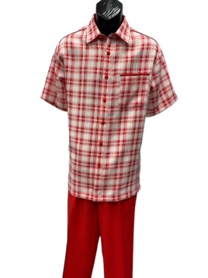Mens 2 Piece Walking Suit - Textured Plaid - Small