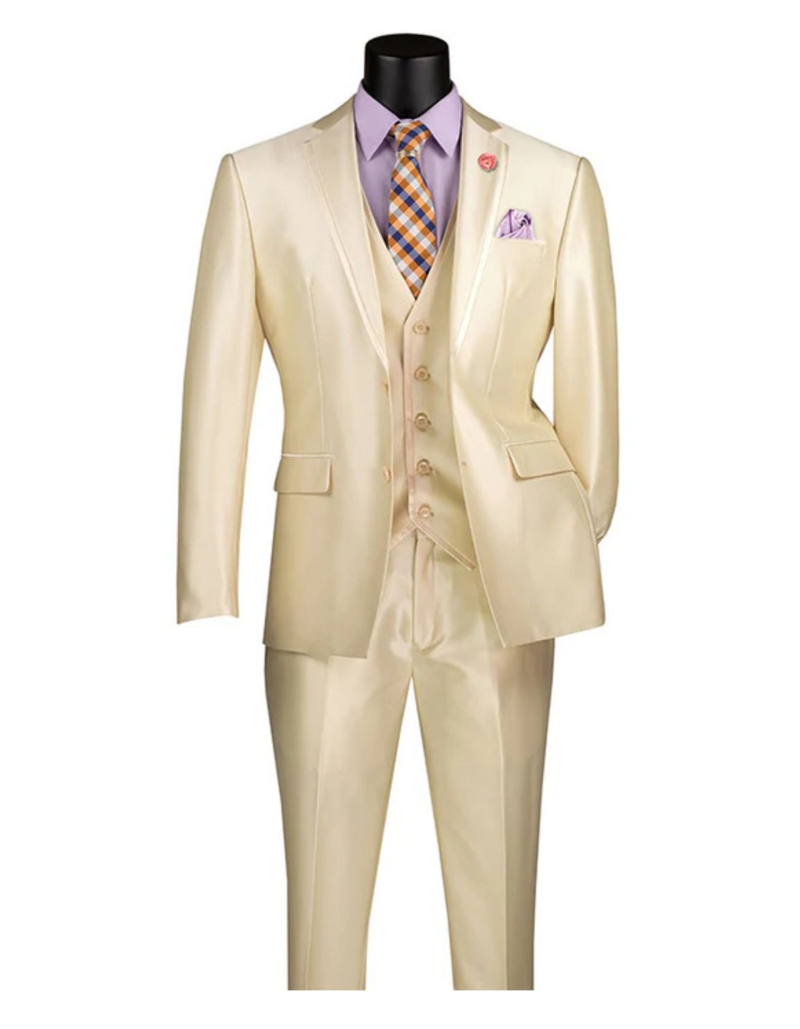 Perfect for Wedding and Prom 2025 and Formal Mens Suit Champagne Beige Champagne Prom 2025 Suits - 36R