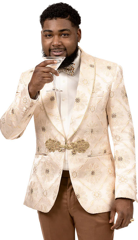 Perfect for Wedding and Prom and Formal Nude Men's Blazer Cream