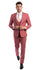 Stretch Fabric 4 Way Slim Fitted Mens Suit in Color Coral Peak Lapel One Button Vested 3 Piece