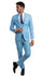 Stretch Fabric 4 Way Slim Fitted Mens Suit in Color Sky Blue Peak Lapel One Button Vested 3 Piece