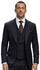 Mens Wool Suit - Ticket Pocket Big Lapel Single button Double breasted Vest By Statement in Color Black