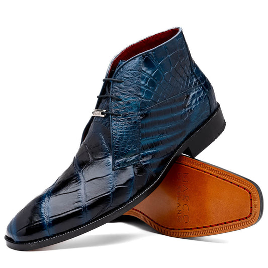 Marco Di Milano Pietro Rustic Blue Leather Shoes