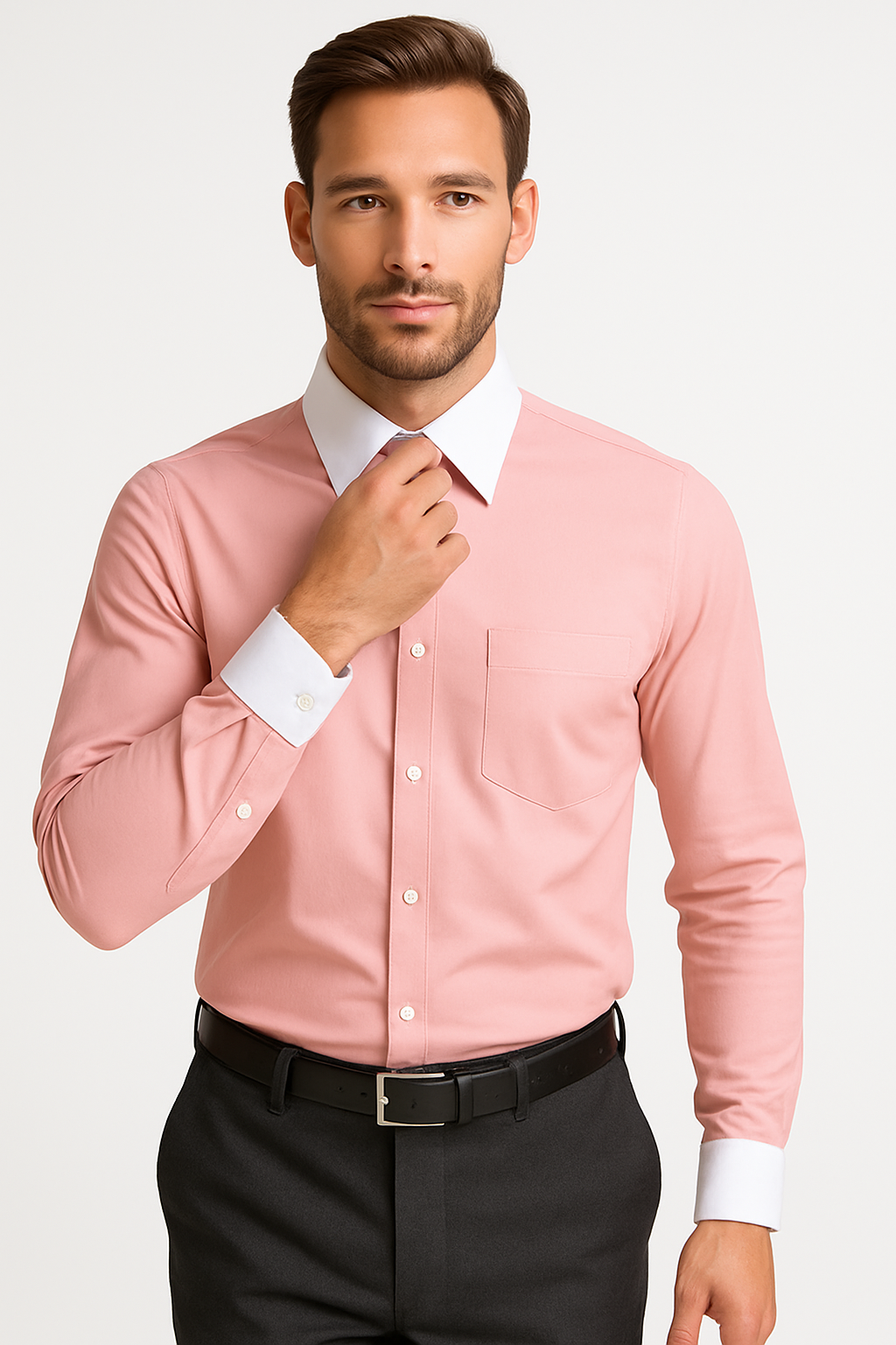 Classic Stylish Fashionable -White Collar Two Toned Contrast white collars Multi-color Men's Dress Shirt