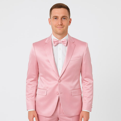 Pink Satin Tuxedo Set â€“ Stylish 4-Piece for Weddings & Proms suit