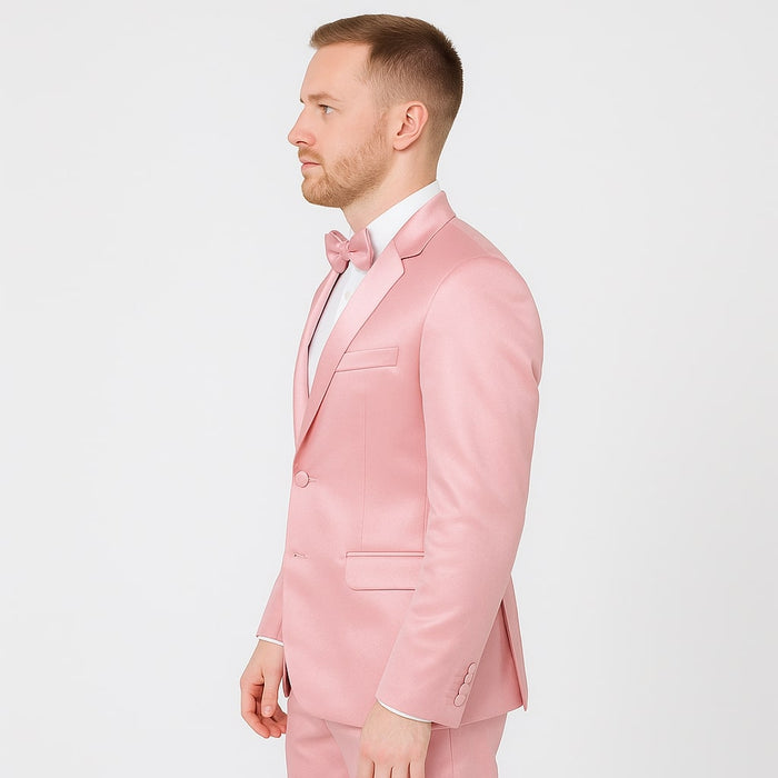 Pink Satin Tuxedo Set â€“ Stylish 4-Piece for Weddings & Proms suit