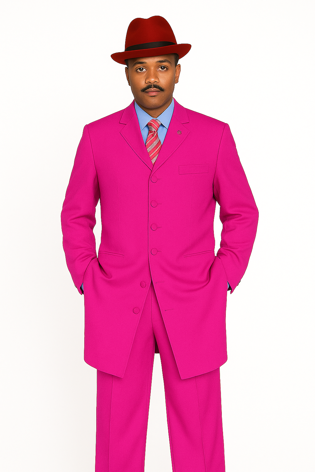 "Classic Men's Pink Zoot Suit - 2PC Long Fashion Ensemble" - 38 Long