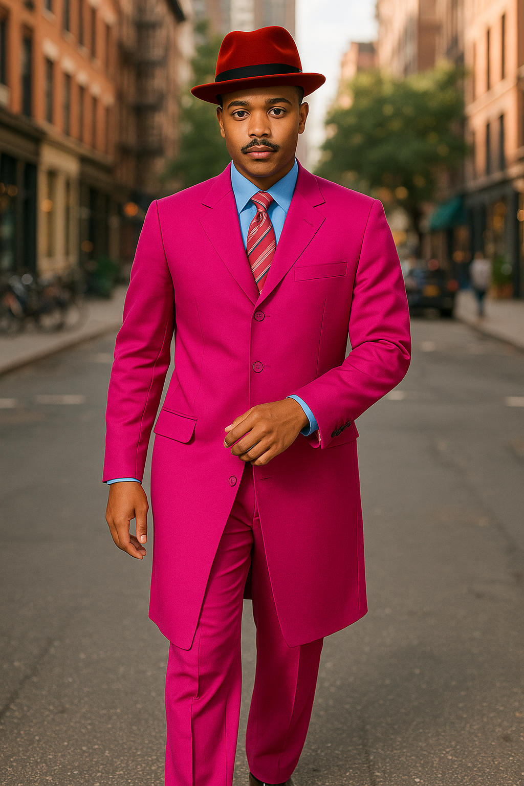 "Classic Men's Pink Zoot Suit - 2PC Long Fashion Ensemble" - 38 Long