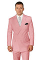 Elegant Men’s Double-Breasted Wool Suit in Soft Blush Pink