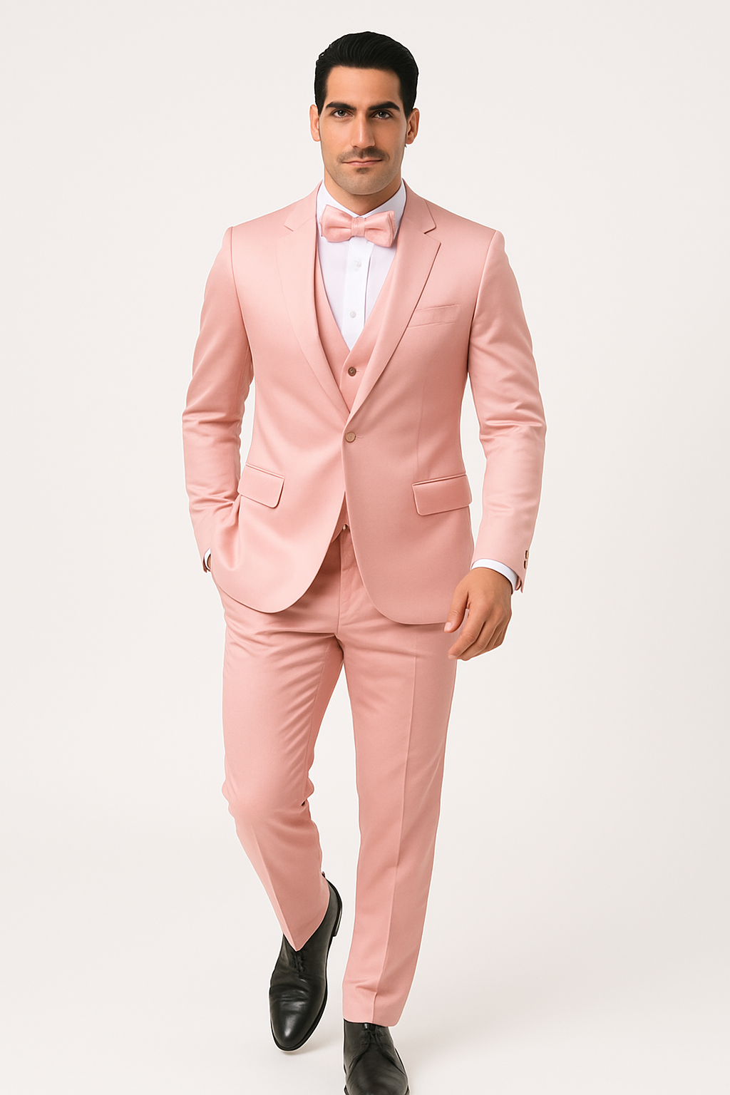 Pink Satin Tuxedo Four Piece Set - Wedding - Prom - 34R Coat - 28 Waist