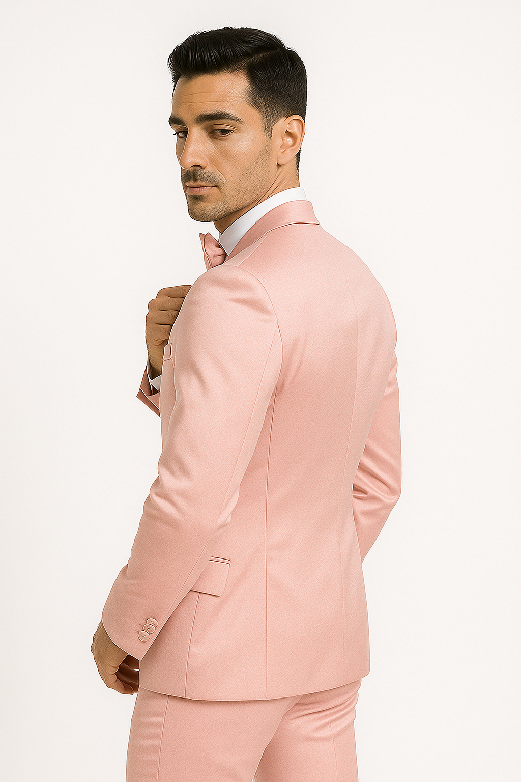 Pink Satin Tuxedo Four Piece Set - Wedding - Prom - 34R Coat - 28 Waist