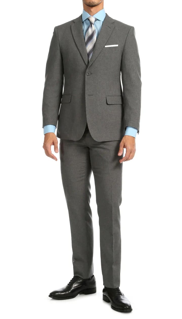 Mens Heather Grey Slim Fit 2pc Suit