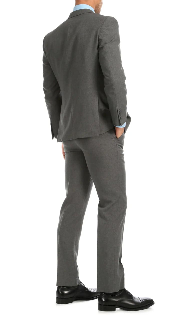 Mens Heather Grey Slim Fit 2pc Suit - 38 Short Jacket+32 Waist Adjustable 28to34)(Height: 5 4 to5 7 )(Neck  15-16.5)S-M)