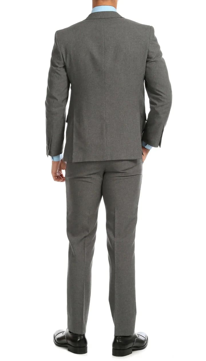 Mens Heather Grey Slim Fit 2pc Suit - 38 Short Jacket+32 Waist Adjustable 28to34)(Height: 5 4 to5 7 )(Neck  15-16.5)S-M)