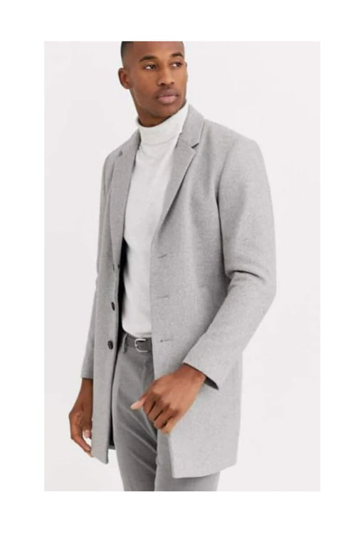 Placket Wool men's Car Coat Mid Length Three quarter length coat ~ Designer men's Wool Peacoat Sale