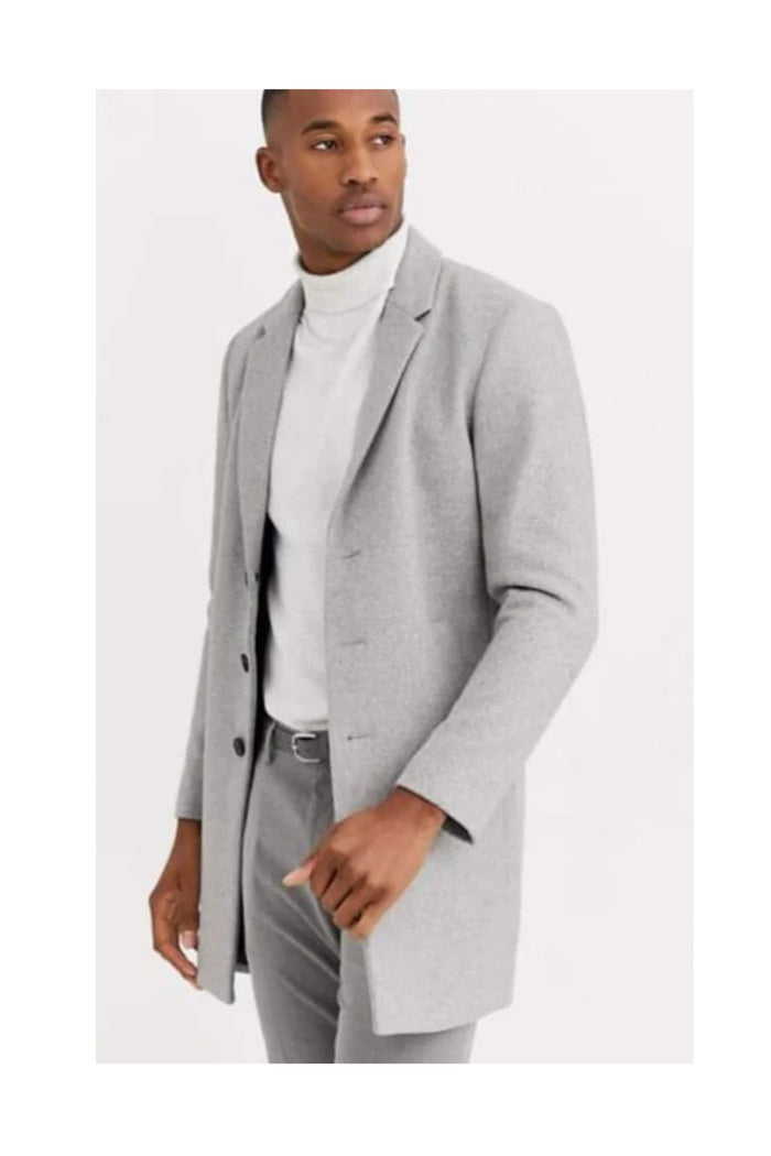 Placket Wool men's Car Coat Mid Length Three quarter length coat ~ Designer men's Wool Peacoat Sale