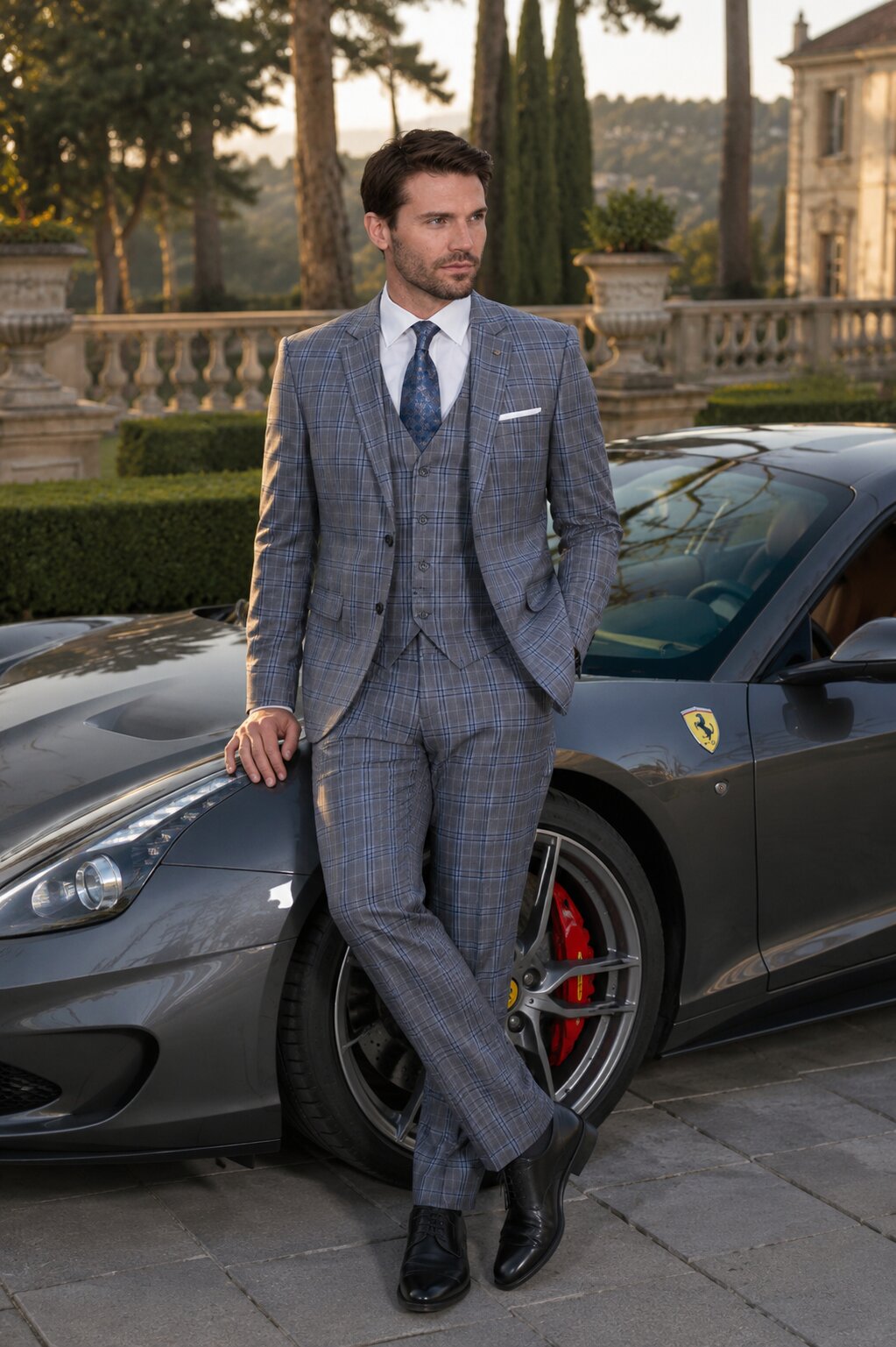 Big and Tall Suit -   Plaid Big and Tall 3 PC Suit