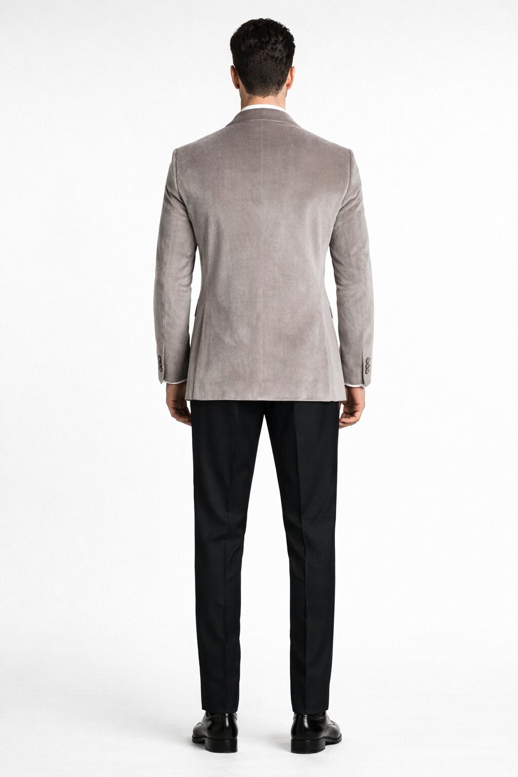 Men's Platinum Velvet Dinner Jacket with Satin Shawl Lapel | Formal Wedding Prom Blazer - 36 Short