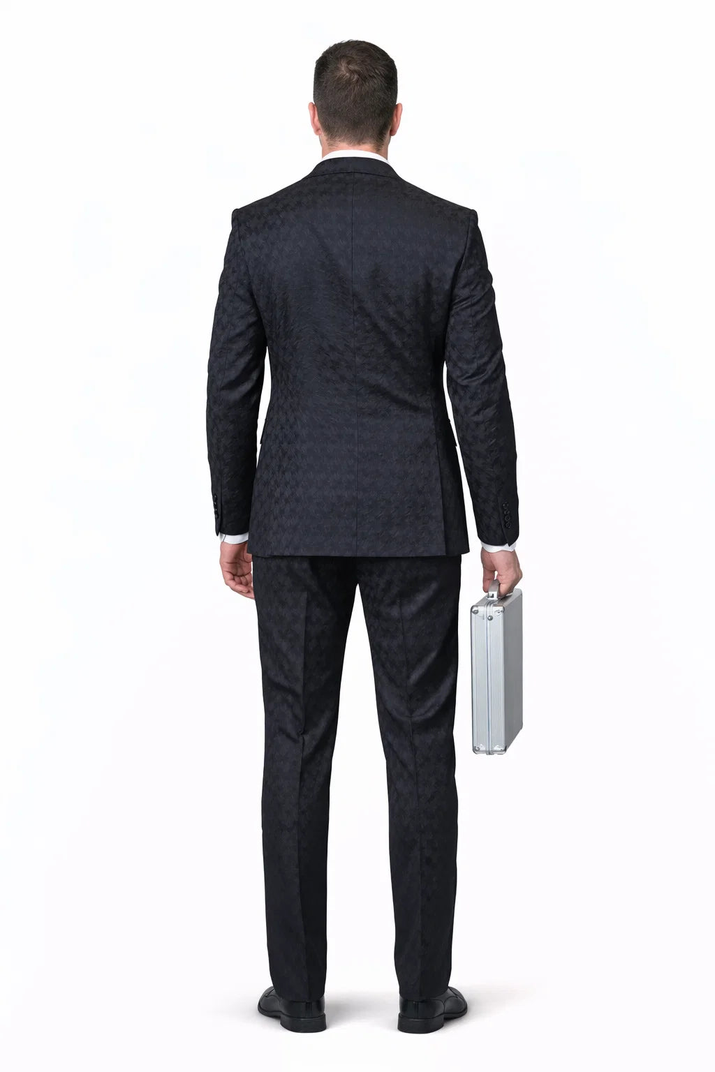 Statement Men’s 3-Piece 100% Wool Fashion Suit – Unique Checker Pattern - 38 Short Jacket+32 Waist Adjustable 28to34)(Height: 5 4 to5 7 )(Neck  15-16.5)S-M)