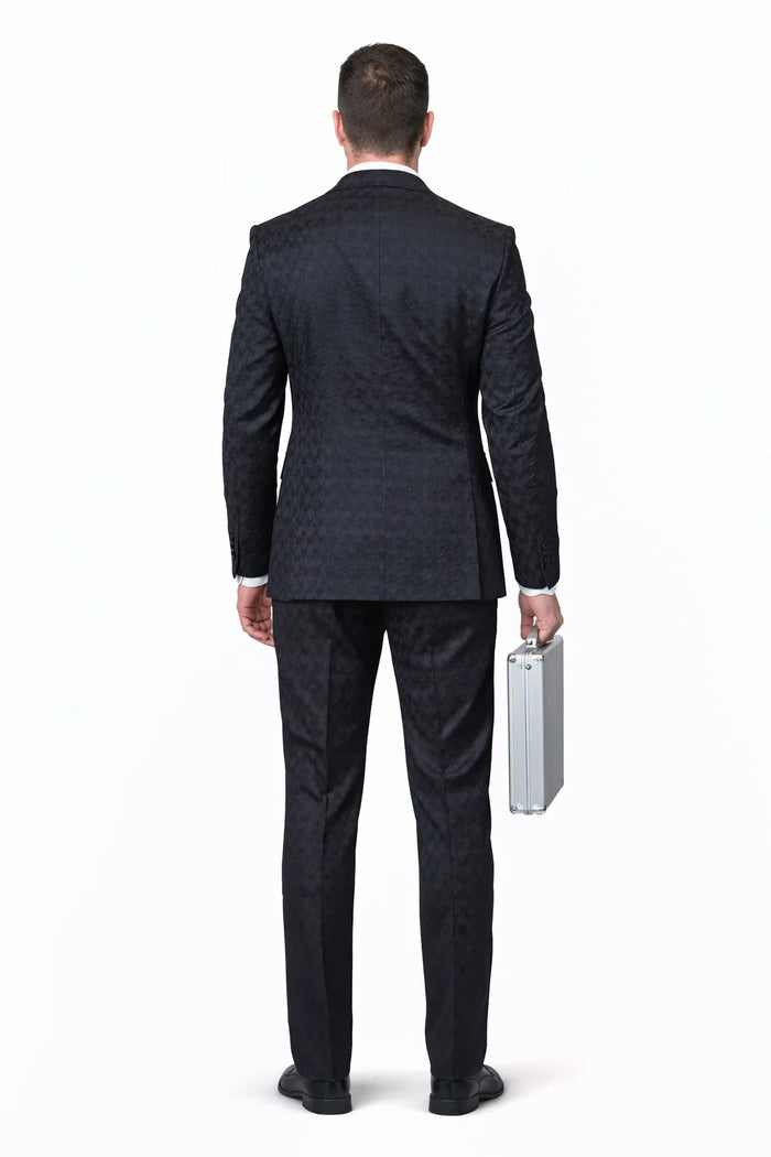 Statement Mens 3-Piece 100% Wool Fashion Suit Unique Checker Pattern