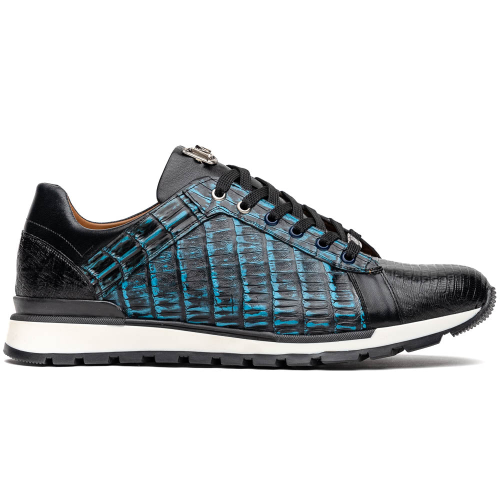 Marco Di Milano Portici Navy Men's Exotic Lizard / Crocodile Casual Sneakers - 8.5